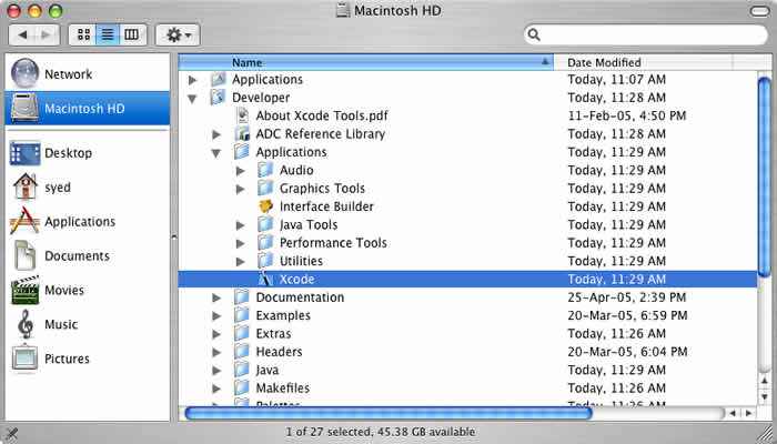Xcode Tools Installation Folder