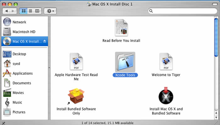 Xcode Tools On MacOS X (Mac Mini Install Disc)