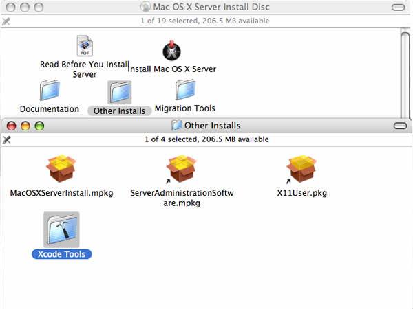 Xcode Tools On MacOS X Server Install Disc