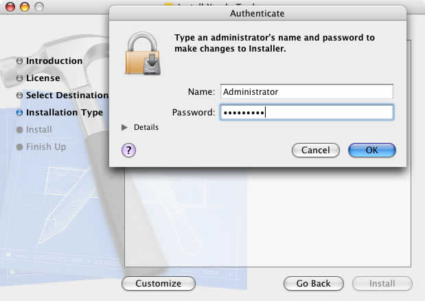 Xcode Tools Installation - Enter username and password