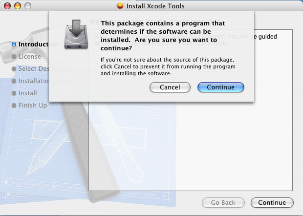 Xcode Tools determines where the software can be installed